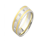 9ct White & Yellow Gold Wedding Band with Diamond Stones